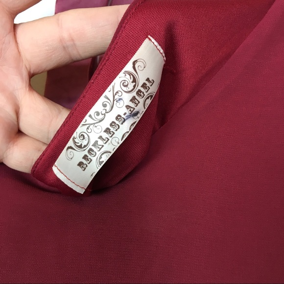 Reckless Angel | wine red bell sleeve dress | S - Picture 4 of 7